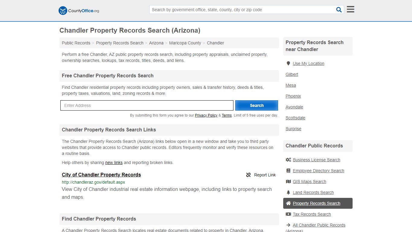 Chandler Property Records Search (Arizona) - County Office